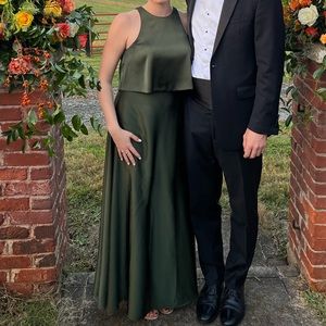 Revelry Wren Satin dress in color Deep Olive